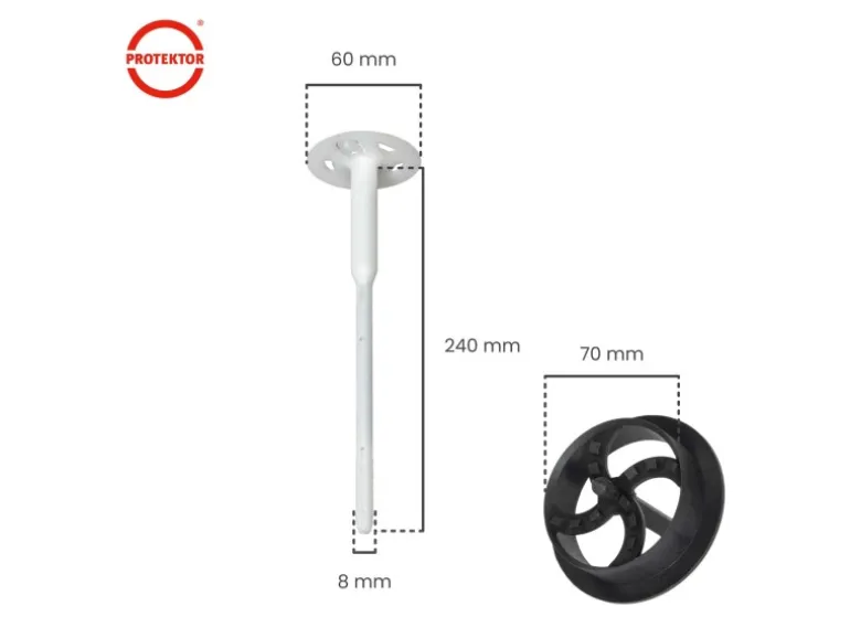 PROTEKTOR 600x Dämmstoff-Schraubdübel Set Ø8x240mm inkl. 600x Rondelle + Fräser