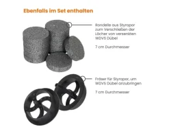 PROTEKTOR 100x Dämmstoff-Schraubdübel Set Ø8x180mm Vormontiert inkl. 200x Rondelle + Fräser