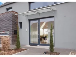 Pultvordach L Edelstahl/Satiniert Weiß 17 cm x 190 cmx 95 cm