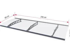 Pultvordach PT/ET Edelstahloptik/Klar 22,5 cm x 240 cm x 90 cm