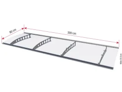 Pultvordach PT/ET Edelstahloptik/Klar 22,5 cm x 300 cm x 90 cm