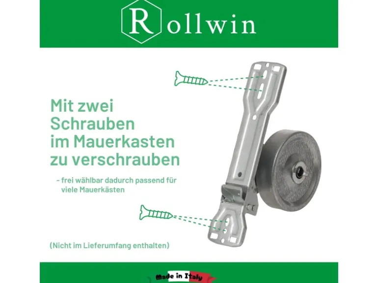 Rollwin 2x Rolladen Gurtwickler Unterputz 165mm bis 185mm Lochabstand Anpassbar Für Mauerkasten Mit Gurtwickler Blende zum Clippen Weiß Ohne Gurt