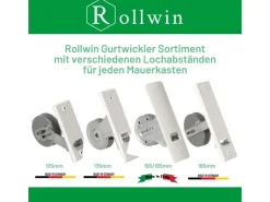Rollwin 2x Rolladen Gurtwickler Unterputz 165mm bis 185mm Lochabstand Anpassbar Für Mauerkasten Mit Gurtwickler Blende zum Clippen Weiß Ohne Gurt