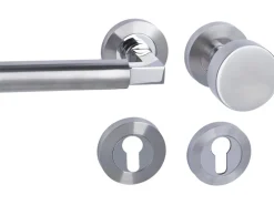 Rosettengarnitur "Denver-R" Wohnungstüren Edelstahl Ausrichtung Links