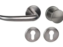Rosettengarnitur "Madrid-R" Wohnungseingangstüren Edelstahl Ausrichtung Links