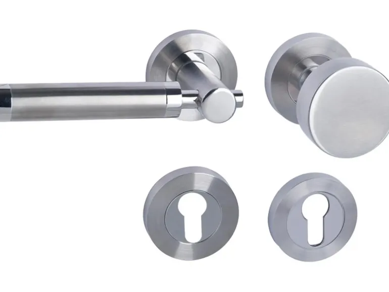 Rosettengarnitur "Montana-R" Wohnungstüren Edelstahl Ausrichtung Links