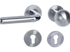 Rosettengarnitur "New York-R" Wohnungseingangstüren Edelstahl Poliert-Satiniert