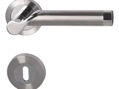 Rosetten-Garnitur "Solid 1-R" Zimmertüren Edelstahl poliert-satiniert Buntbart