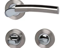 Rosetten-Garnitur "Solid 7-R" Bad- & WC-Türen Edelstahl Poliert-Satiniert