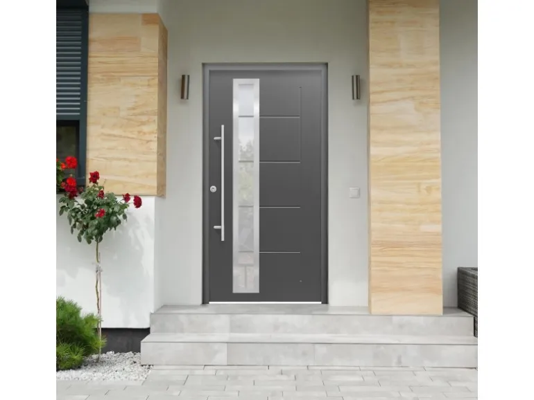 Sicherheits-Haustür ThermoSpace Prime Paris RC2 Anthr.110 x 210 cm Anschlag L