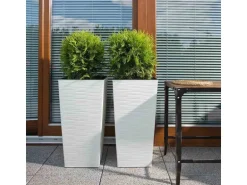 Siena Garden Pflanzgefäß Modern Nizza Weiß 30x30x57,0 cm