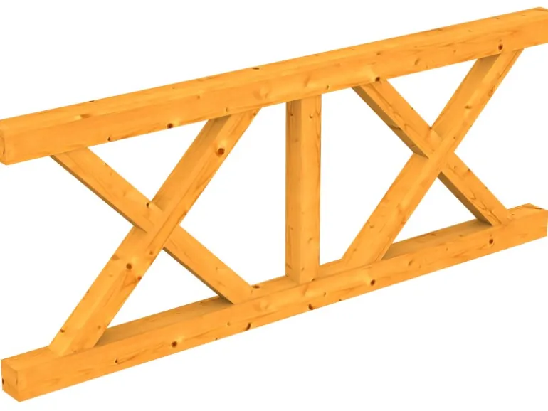 Skan Holz Brüstung Andreaskreuz 220 x 84 cm Fichte Eiche hell
