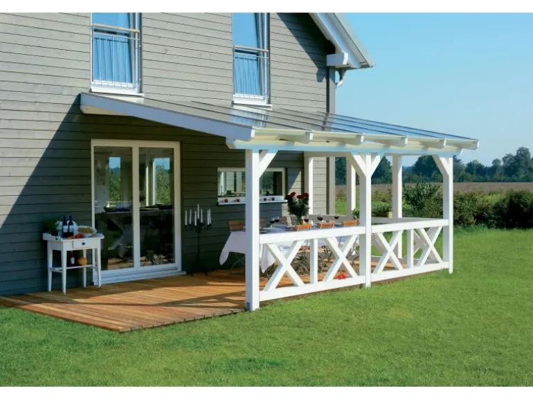 Skan Holz Brüstung Andreaskreuz 220 x 84 cm Fichte Eiche hell