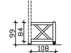 Skan Holz Brüstung Andreaskreuz 108 x 84 cm Fichte Weiß