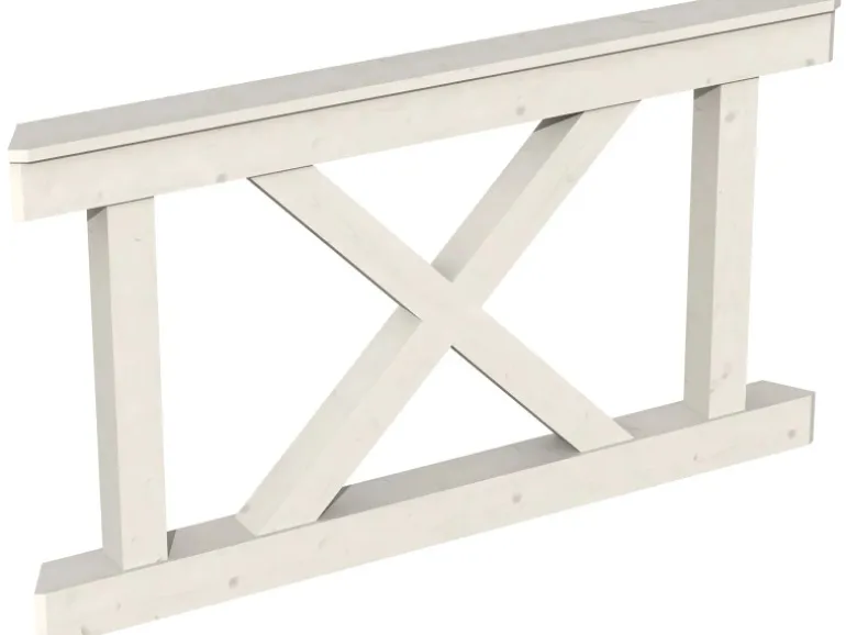 Skan Holz Brüstung Andreaskreuz 150 x 84 cm Fichte Weiß