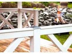 Skan Holz Brüstung Andreaskreuz 335 x 84 cm Fichte Schiefergrau