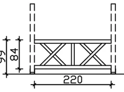 Skan Holz Brüstung Andreaskreuz 220 x 84 cm Fichte Schiefergrau