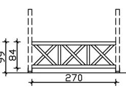 Skan Holz Brüstung Andreaskreuz 270 x 84 cm Fichte Nussbaum