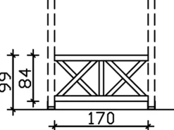 Skan Holz Brüstung Andreaskreuz 170 x 84 cm Fichte Eiche hell