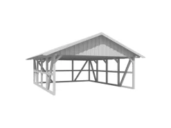 Skan Holz Carport Schwarzwald m. Dachschalung u. Rückwand 684 x 772 cm Weiß