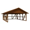 Skan Holz Carport Schwarzwald m. Dachschalung u. Rückwand 684 x 772 cm Nuss