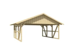 Skan Holz Carport Schwarzwald mit Dachschalung 684 x 600 cm Natur