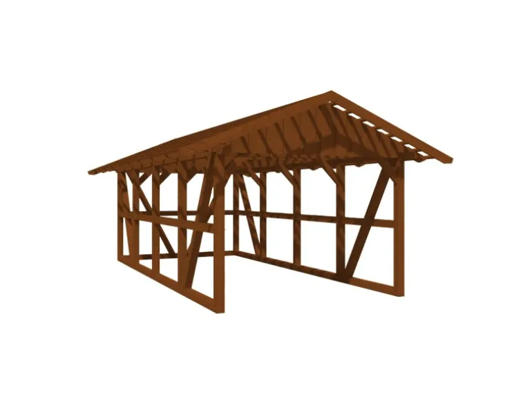 Skan Holz Carport Schwarzwald m. Dachlattung u. Rückwand 424 x 772 cm Nuss