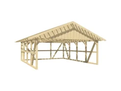 Skan Holz Carport Schwarzwald m. Dachlattung u. Rückwand 684 x 772 cm Natur