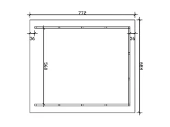 Skan Holz Carport Schwarzwald m. Dachlattung u. Rückwand 684 x 772 cm Natur