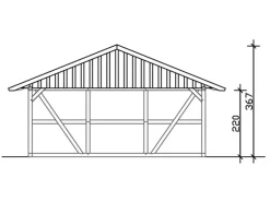 Skan Holz Carport Schwarzwald m. Dachschalung u. Rückwand 684 x 600 cm Eiche