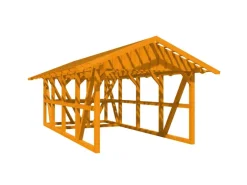 Skan Holz Carport Schwarzwald m. Dachlattung u. Abstellr. 424 x 772 cm Eiche