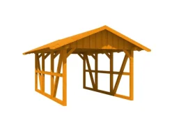 Skan Holz Carport Schwarzwald mit Dachschalung 424 x 600 cm Eiche
