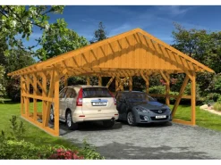Skan Holz Carport Schwarzwald m. Dachlattung u. Abstellr. C 684 x 772 cm Eiche