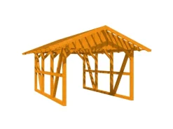 Skan Holz Carport Schwarzwald mit Dachlattung 424 x 600 cm Eiche