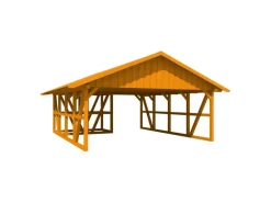 Skan Holz Carport Schwarzwald m. Dachschalung u. Abstellr. A 684 x 772 cm Eiche
