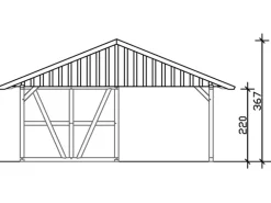 Skan Holz Carport Schwarzwald m. Dachschalung u. Abstellr. A 684 x 772 cm Eiche