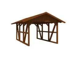Skan Holz Carport Schwarzwald mit Dachschalung 424 x 600 cm Nuss