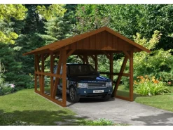 Skan Holz Carport Schwarzwald mit Dachschalung 424 x 600 cm Nuss