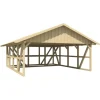 Skan Holz Carport Schwarzwald m. Dachschalung u. Abstellr. C 684 x 772 cm Natur