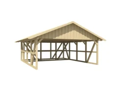 Skan Holz Carport Schwarzwald m. Dachschalung u. Abstellr. C 684 x 772 cm Natur