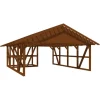 Skan Holz Carport Schwarzwald m. Dachlattung u. Abstellr. A 684 x 772 cm Nuss