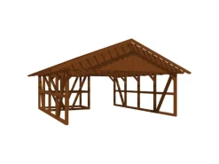 Skan Holz Carport Schwarzwald m. Dachlattung u. Abstellr. A 684 x 772 cm Nuss