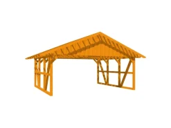 Skan Holz Carport Schwarzwald mit Dachlattung 684 x 600 cm Eiche