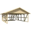 Skan Holz Carport Schwarzwald m. Dachschalung u. Abstellr. B 684 x 772 cm Natur