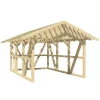 Skan Holz Carport Schwarzwald mit Dachlattung u. Rückwand 424 x 600 cm Natur
