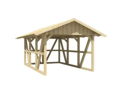 Skan Holz Carport Schwarzwald m. Dachschalung u. Rückwand 424 x 600 cm Natur