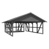 Skan Holz Carport Schwarzwald m. Dachschalung u. Abstellr. B 684 x 772 cm Grau
