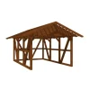 Skan Holz Carport Schwarzwald m. Dachlattung u. Rückwand 424 x 600 cm Nuss