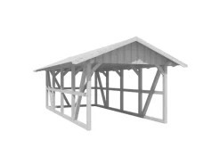 Skan Holz Carport Schwarzwald m. Dachschalung u. Rückwand 424 x 772 cm Weiß