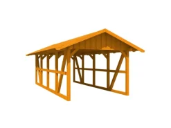 Skan Holz Carport Schwarzwald mit Dachschalung 424 x 772 cm Eiche